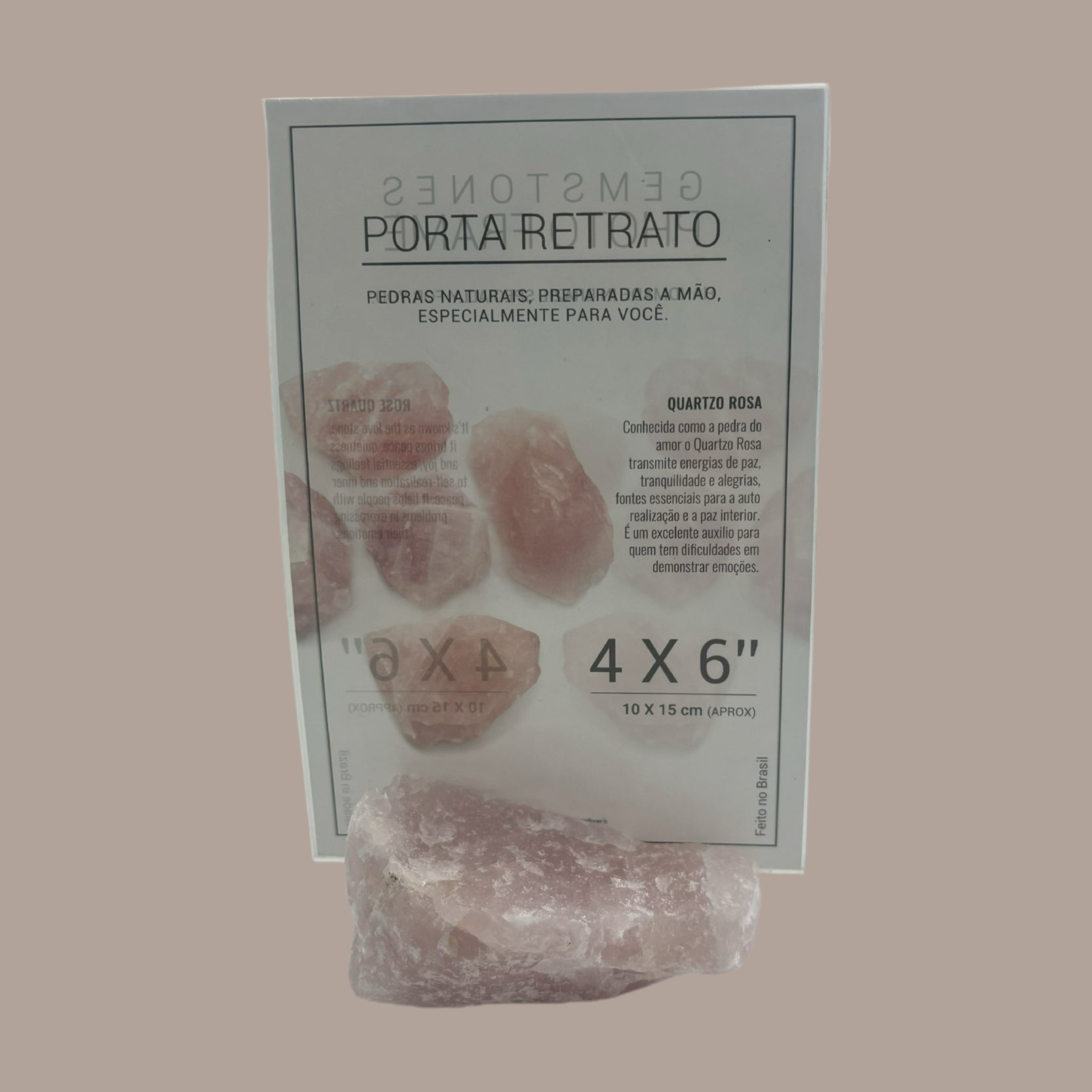 Ruwe bergkristal kwarts fotolijst roze