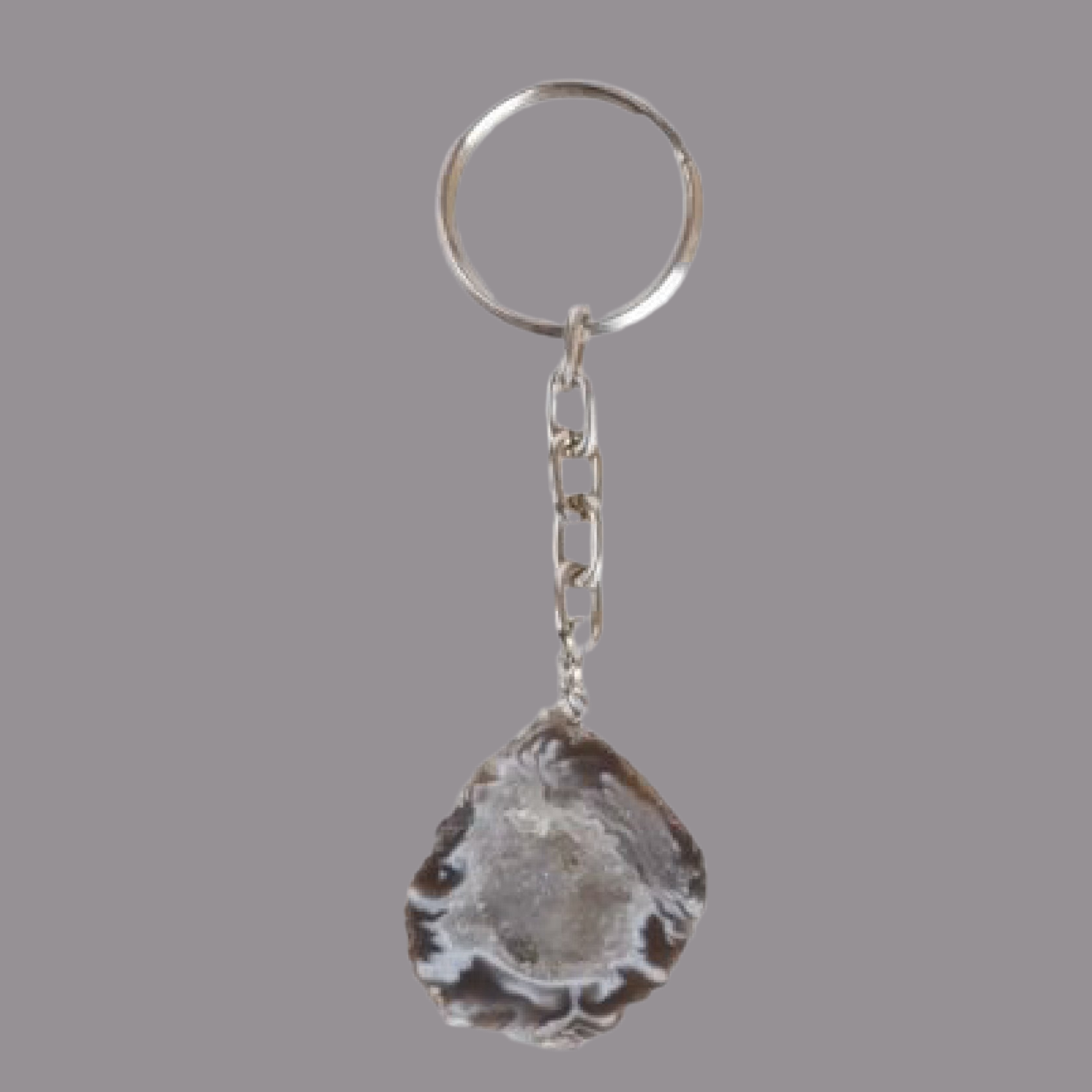 Agaat Geode Sleutelhanger Antraciet