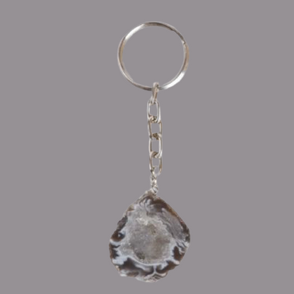 Agaat Geode Sleutelhanger Antraciet