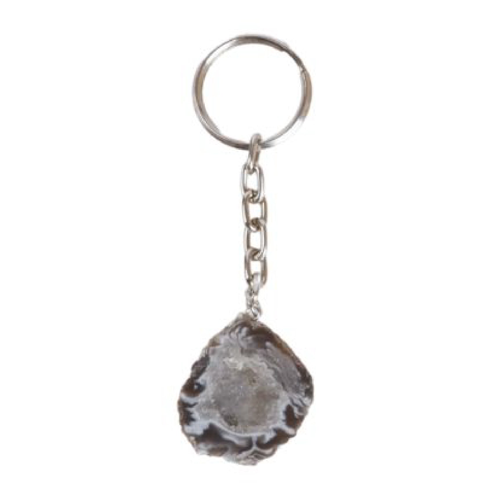 Agaat Geode Sleutelhanger Antraciet