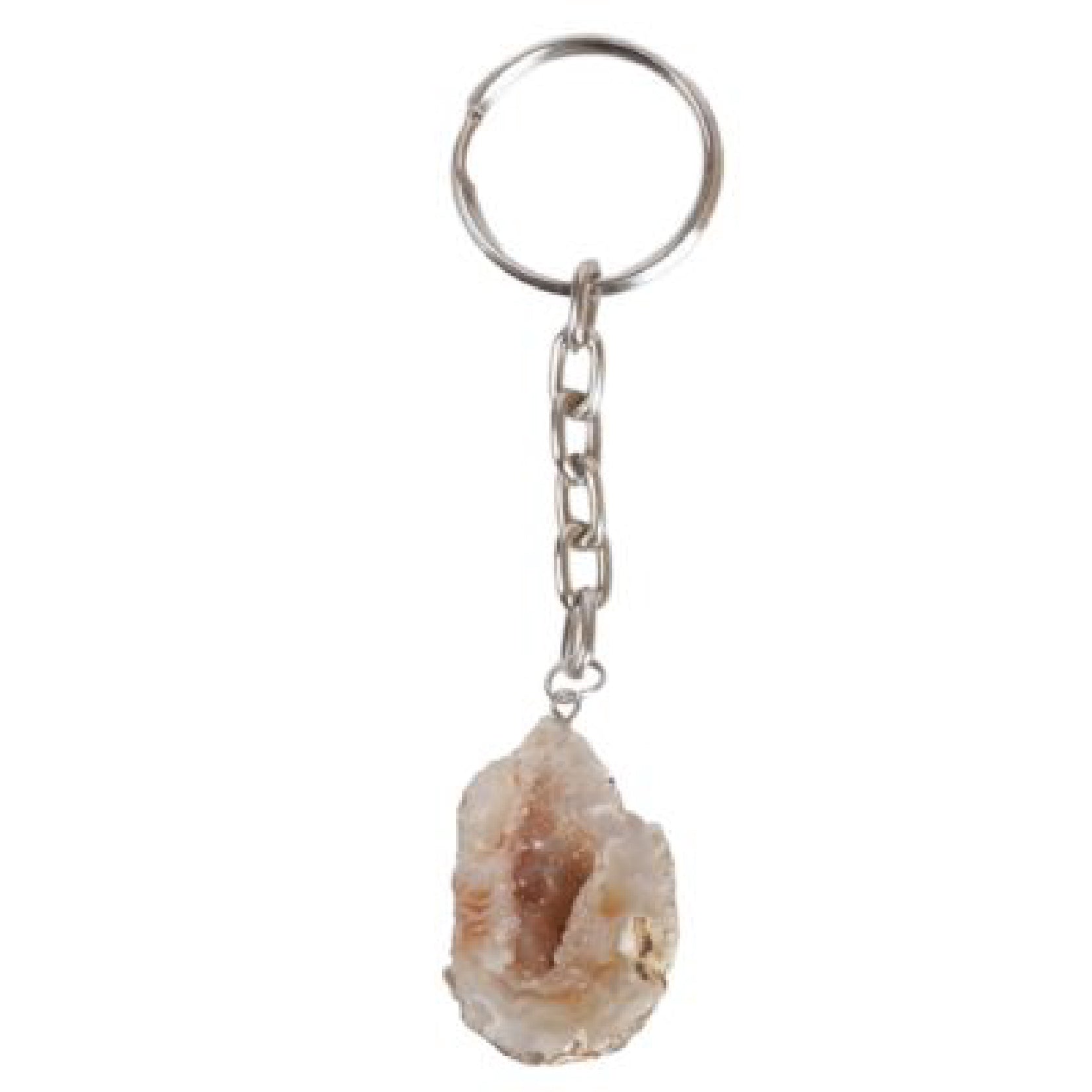 Agaat Geode Sleutelhanger Wit